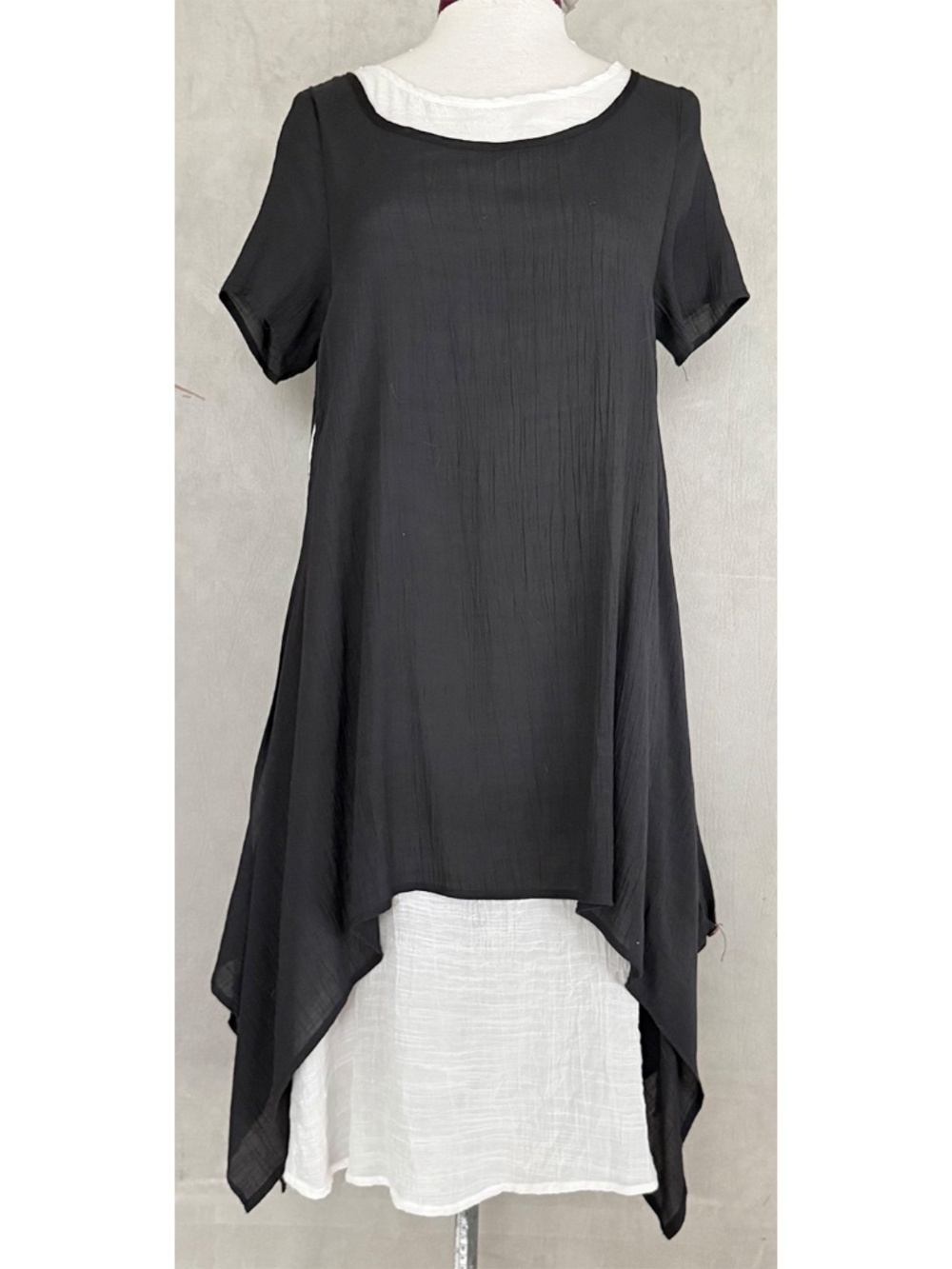 Aria Handmade Womens Dress Small Double Layer Cotton Gauze Lagenlook Minimalist